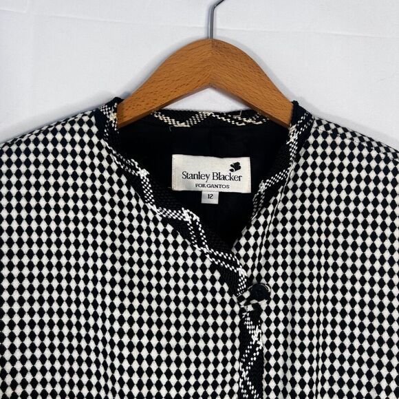 Stanley Blacker for Gantos Vintage Diamond Print Eclectic Blazer Jacket Size 12 - Picture 3 of 13